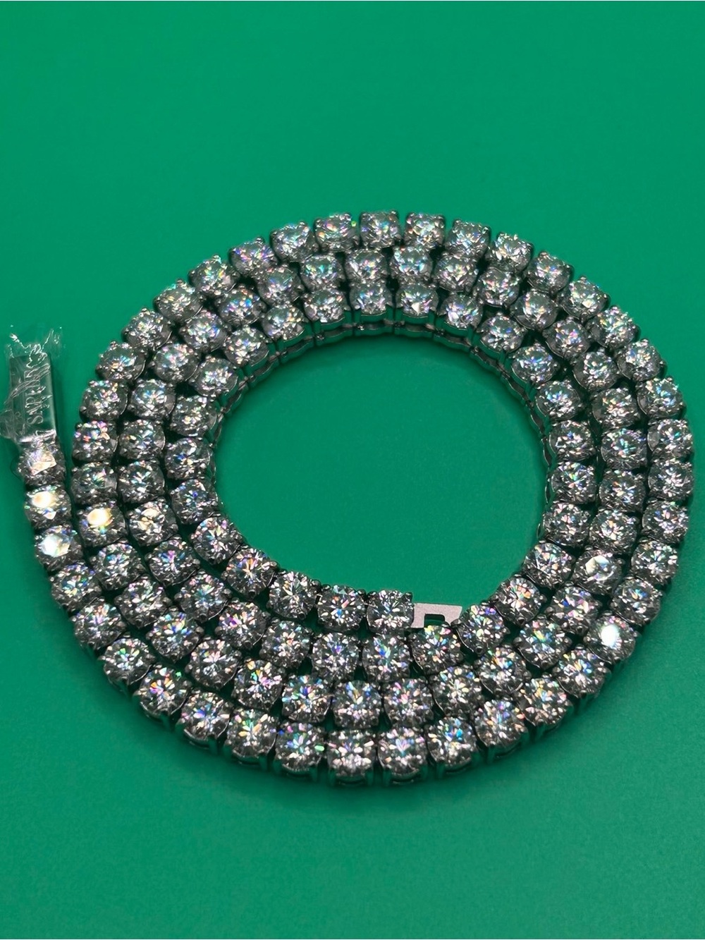 5mm Moissanite Silver Tennis Chain Unisex 20 Inch GRA Certified Passes Tester